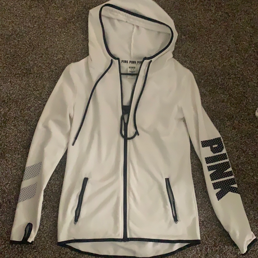 Pink fitted reflective zip up hoodie